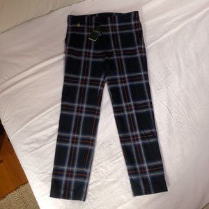 Lauren Ralph Lauren Navy Plaid Stretch Ankle Pant